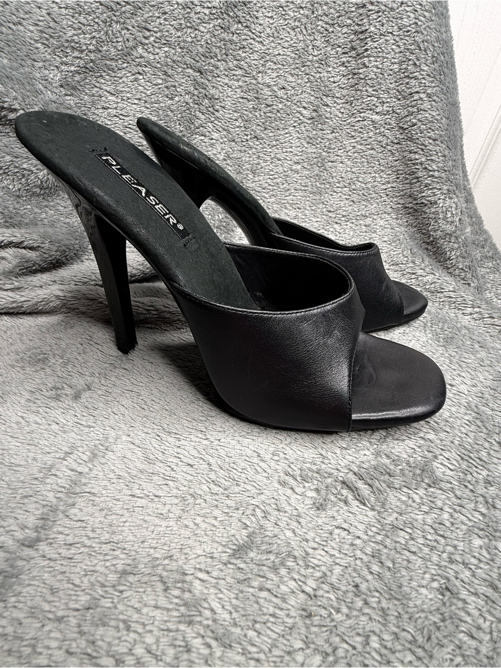 Pleaser Black Open-Toe High Heel Mule